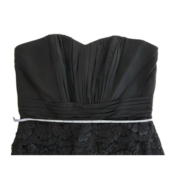 Davids Bridal Strapless Mini Cocktail Dress Size 8 Black Chest Pleats Lace NWT - Picture 10 of 16